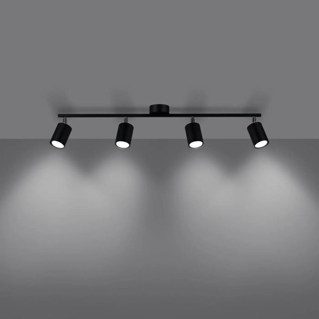 Luminaire plafonnier noir allumé
