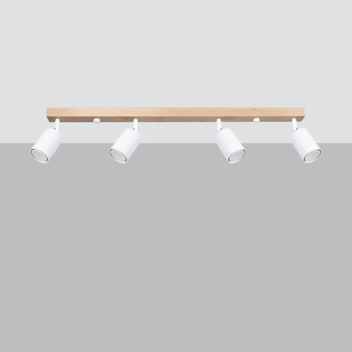 Plafonnier blanc/bois naturel éteint