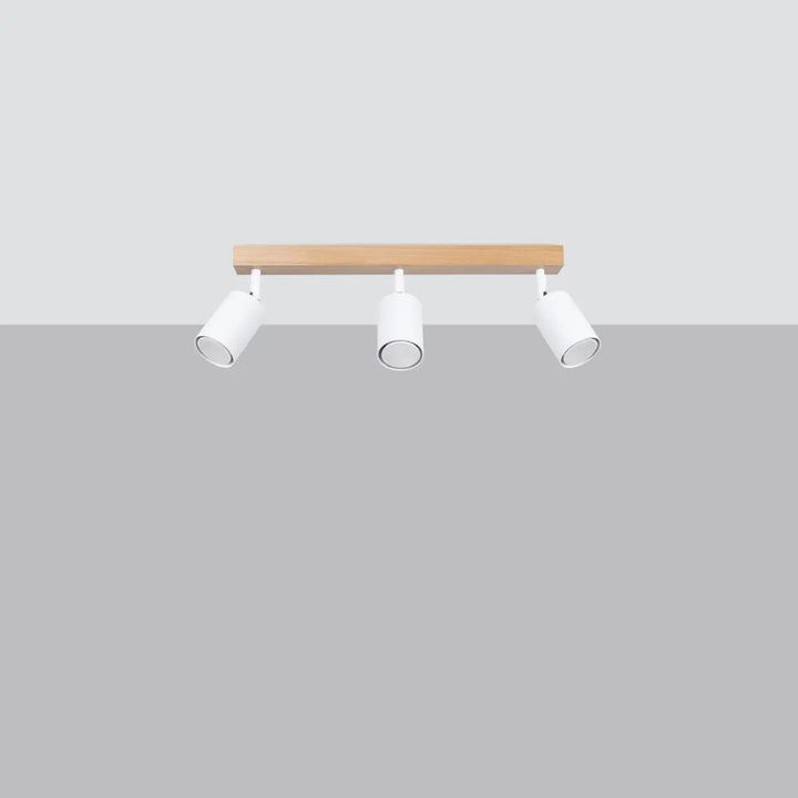 Plafonnier blanc/bois naturel éteint