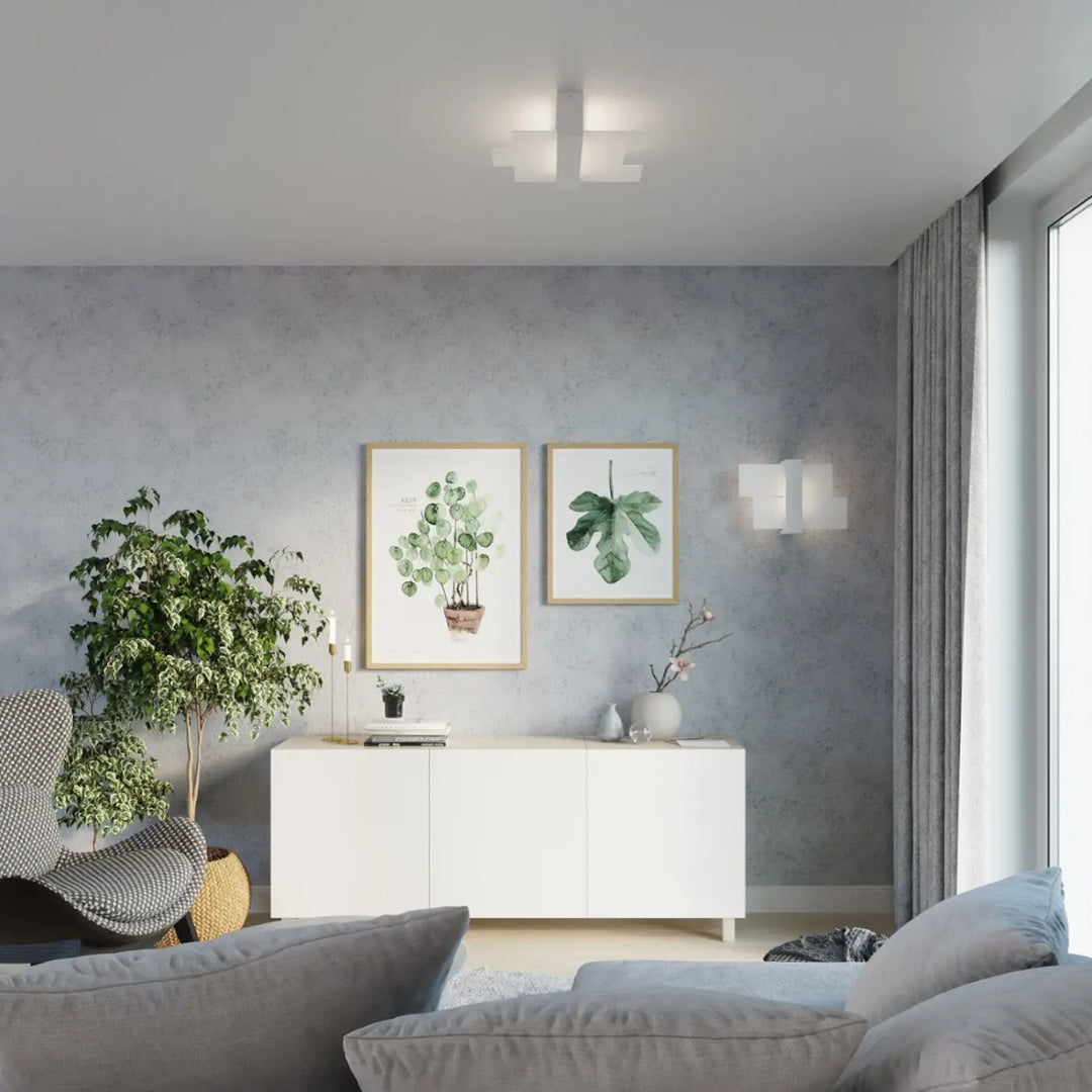 Luminaire plafonnier blanc dans un salon