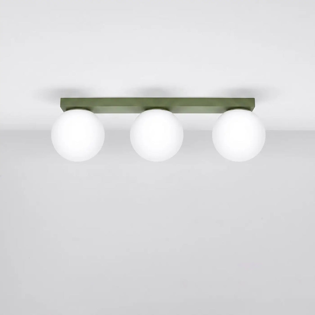 Luminaire Plafonnier vert olive éteinte, vue rapprochée