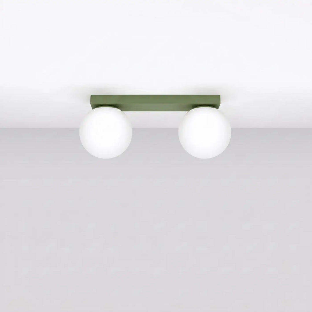 Luminaire Plafonnier vert olive éteinte, vue rapprochée
