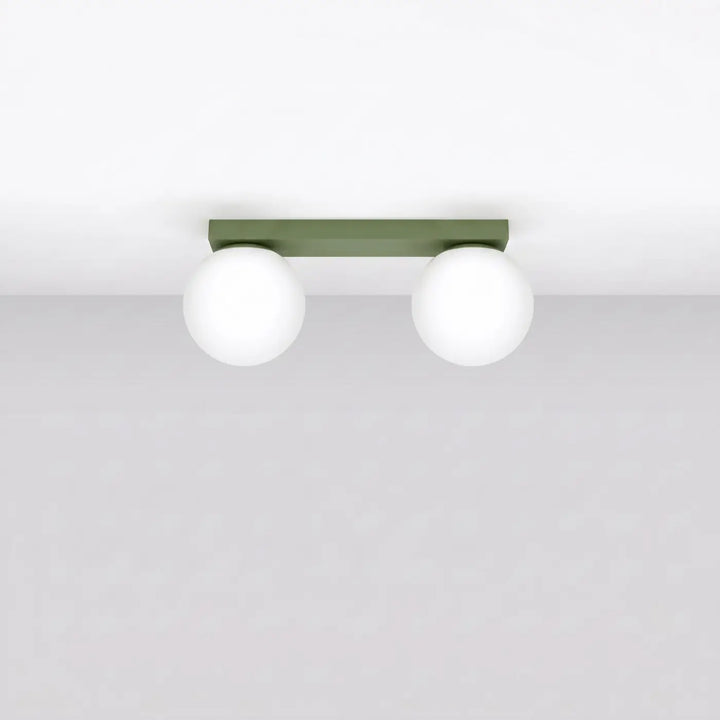 Luminaire Plafonnier vert olive éteinte, vue rapprochée