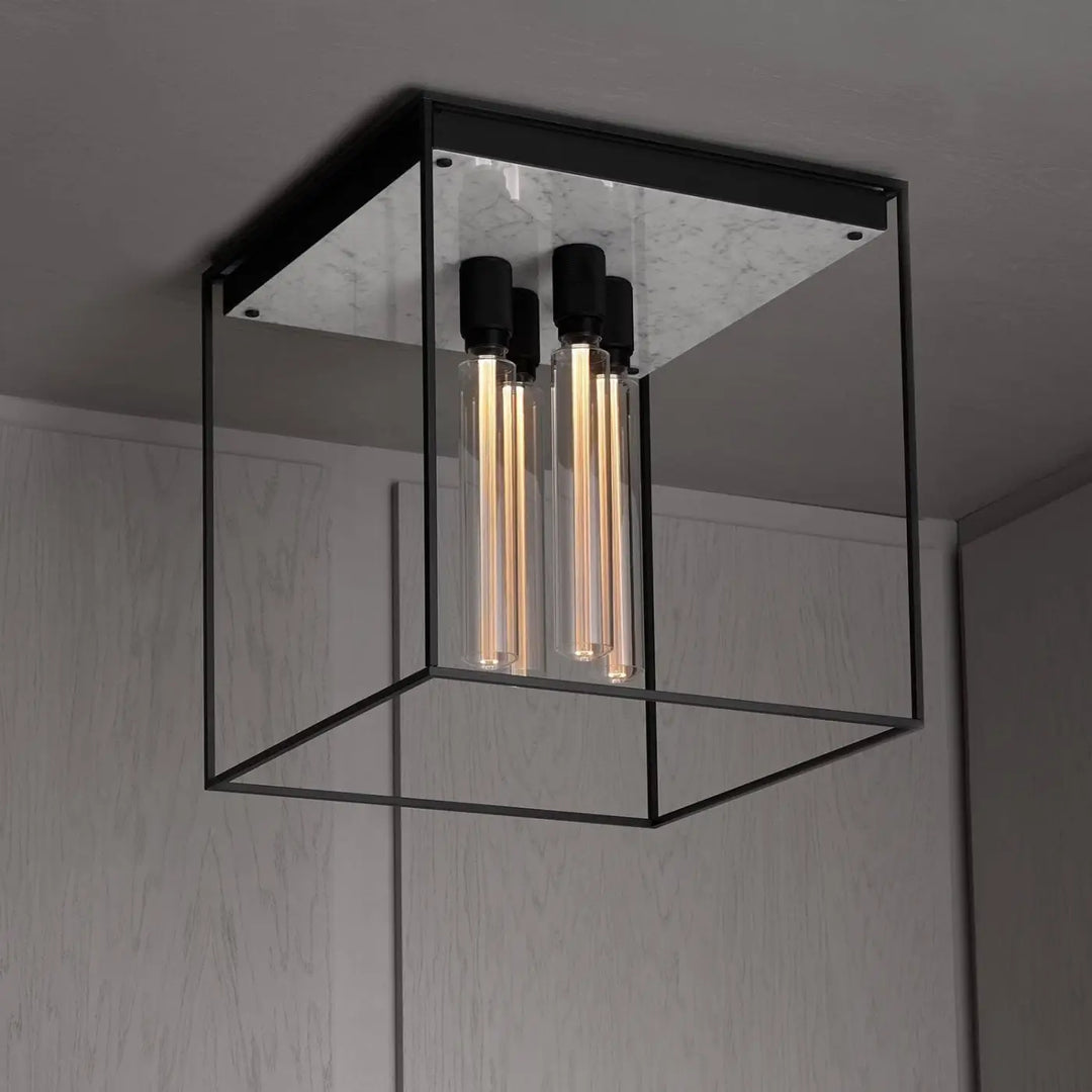 Plafonnier Caged 4.0 en marbre blanc #couleur_blanc