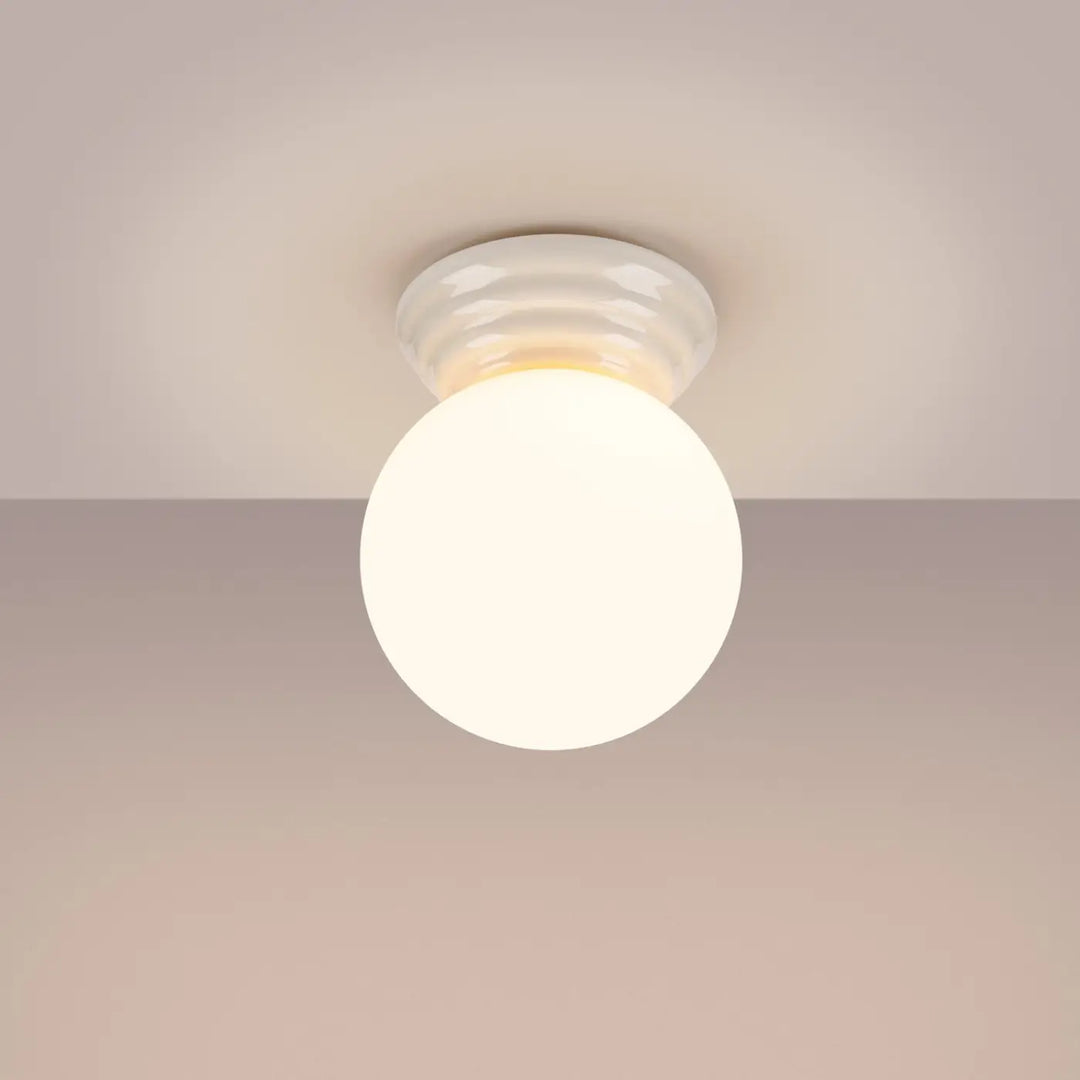 Luminaire plafonnier blanc allumé