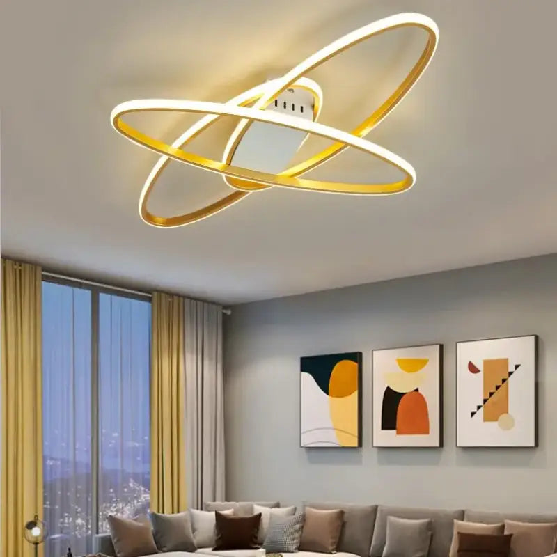 Plafonnier contemporain led forme anneaux design luxe