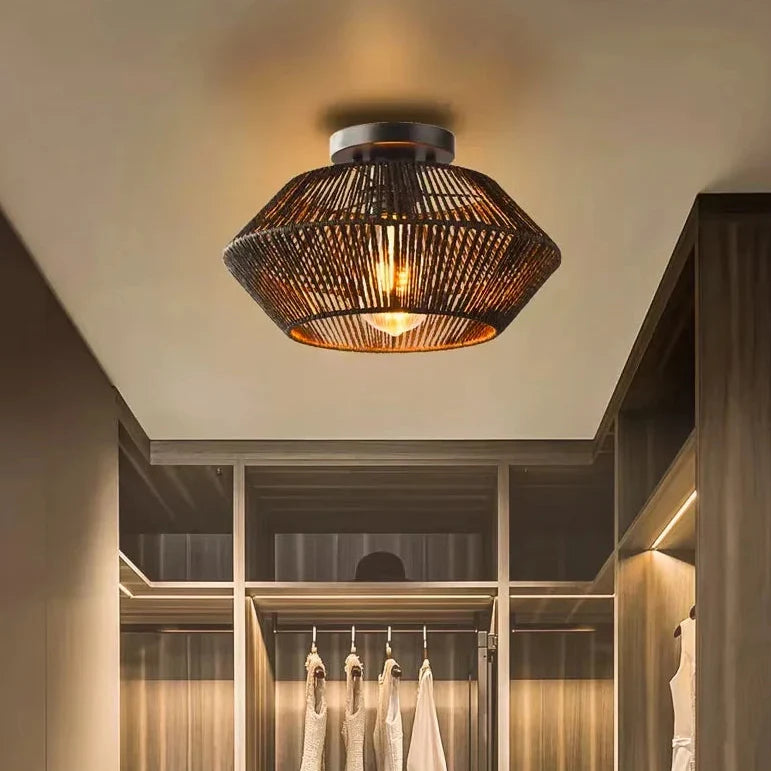 Plafonnier en corde tressée style naturel et élégant