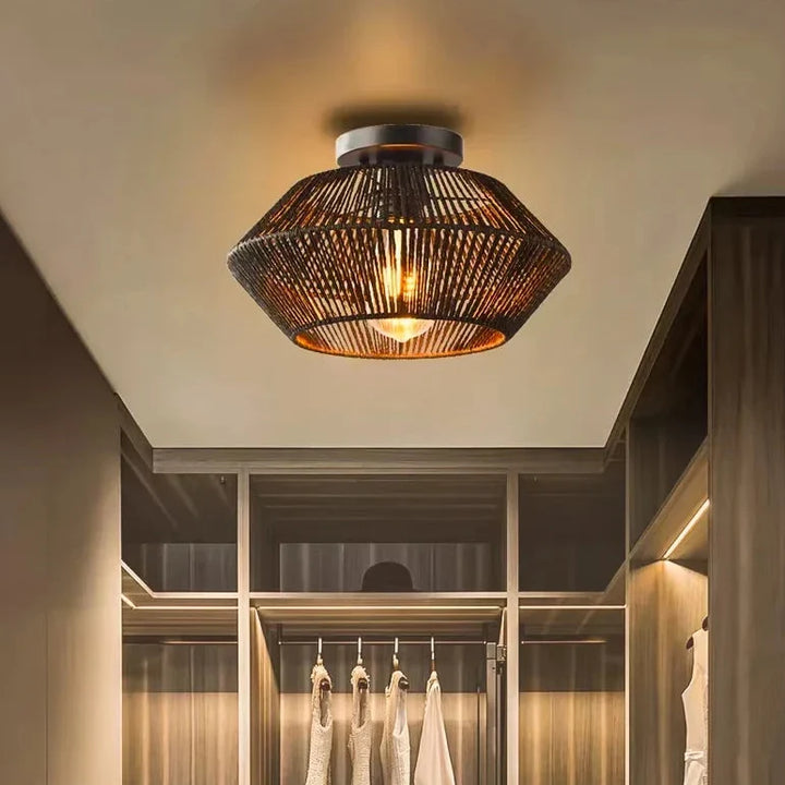 Plafonnier en corde tressée style naturel et élégant