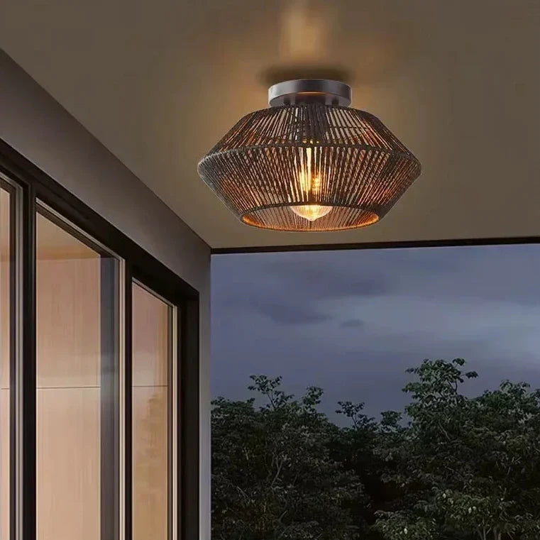 Plafonnier en corde tressée style naturel et élégant