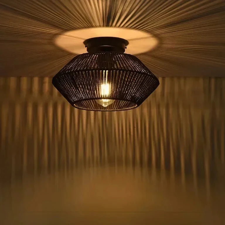 Plafonnier en corde tressée style naturel et élégant