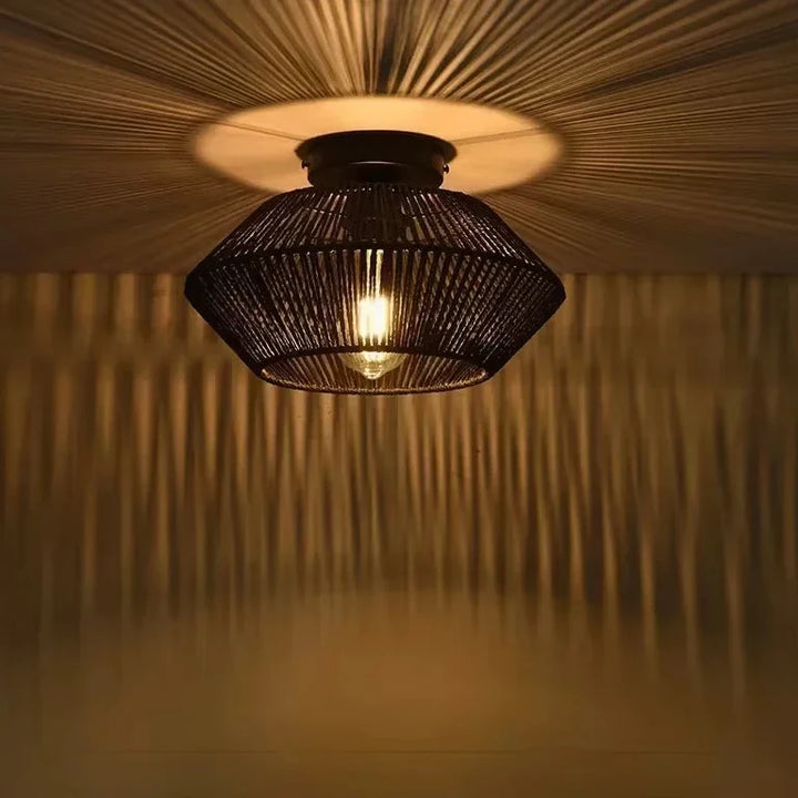 Plafonnier en corde tressée style naturel et élégant