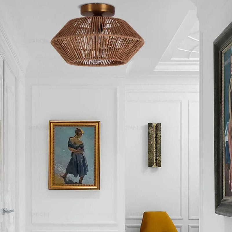 Plafonnier en corde tressée style naturel et élégant