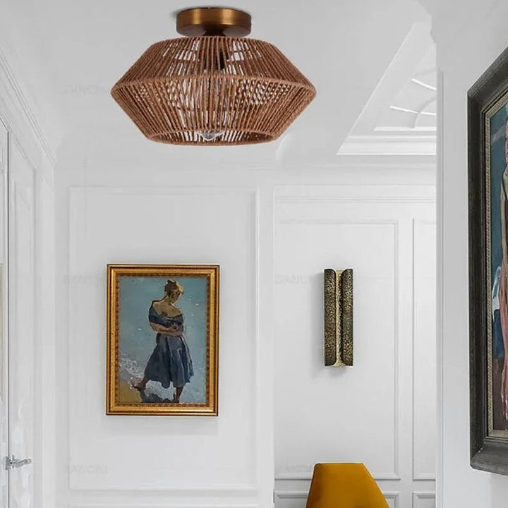 Plafonnier en corde tressée style naturel et élégant