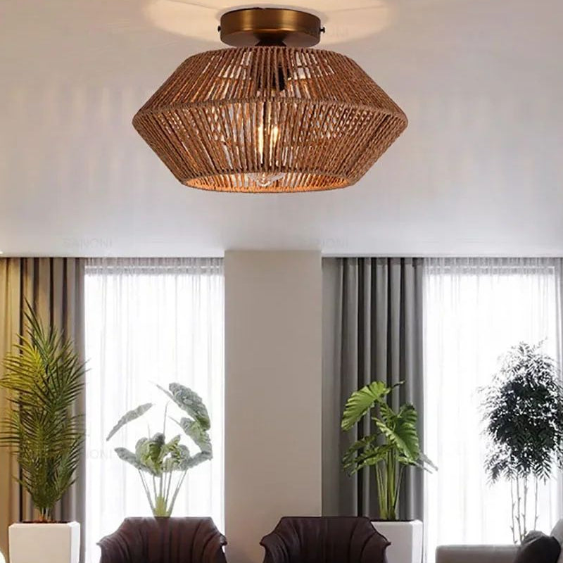 Plafonnier en corde tressée style naturel et élégant