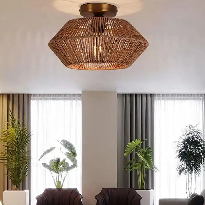 Plafonnier en corde tressée style naturel et élégant