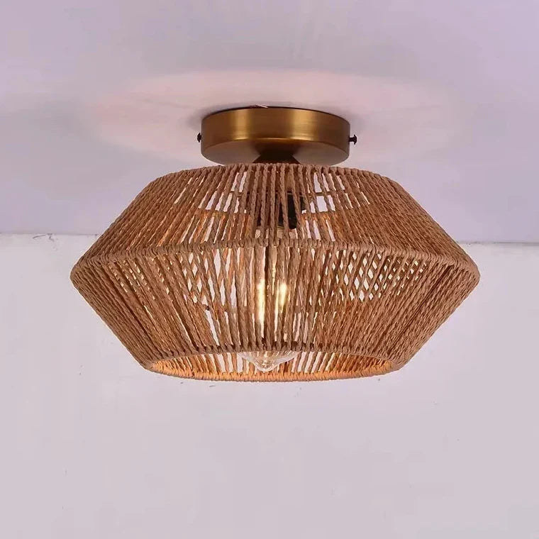 Plafonnier en corde tressée style naturel et élégant