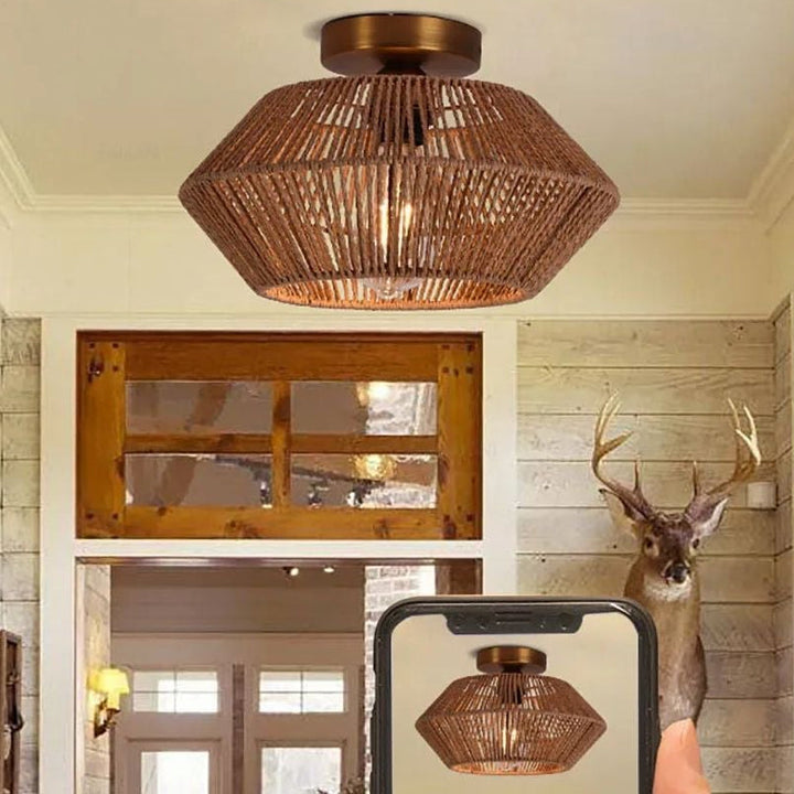 Plafonnier en corde tressée style naturel et élégant