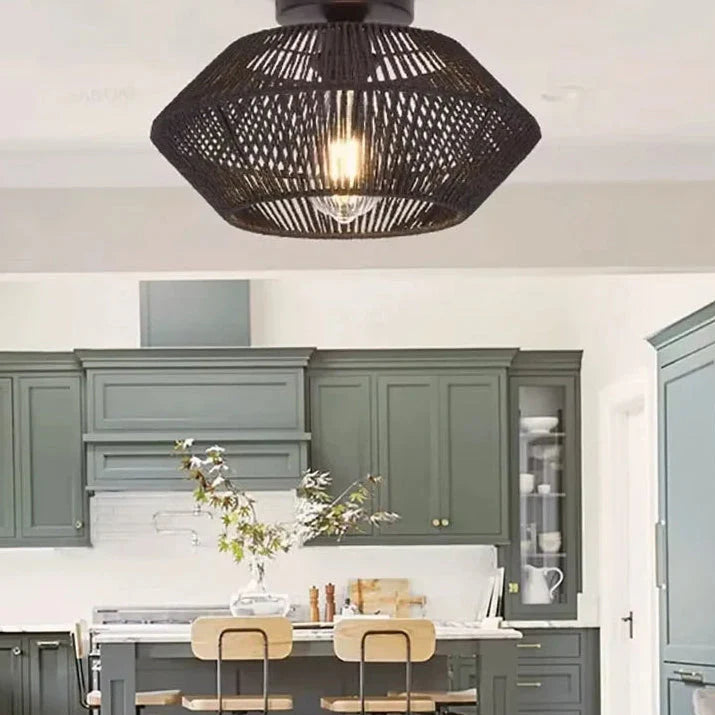 Plafonnier en corde tressée style naturel et élégant