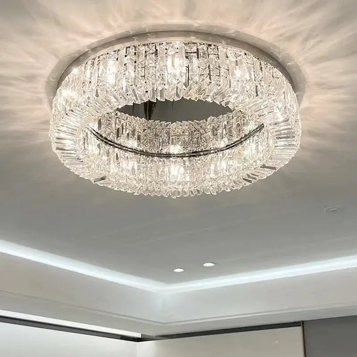 Plafonnier cristal LED rond moderne pour salon élégant

