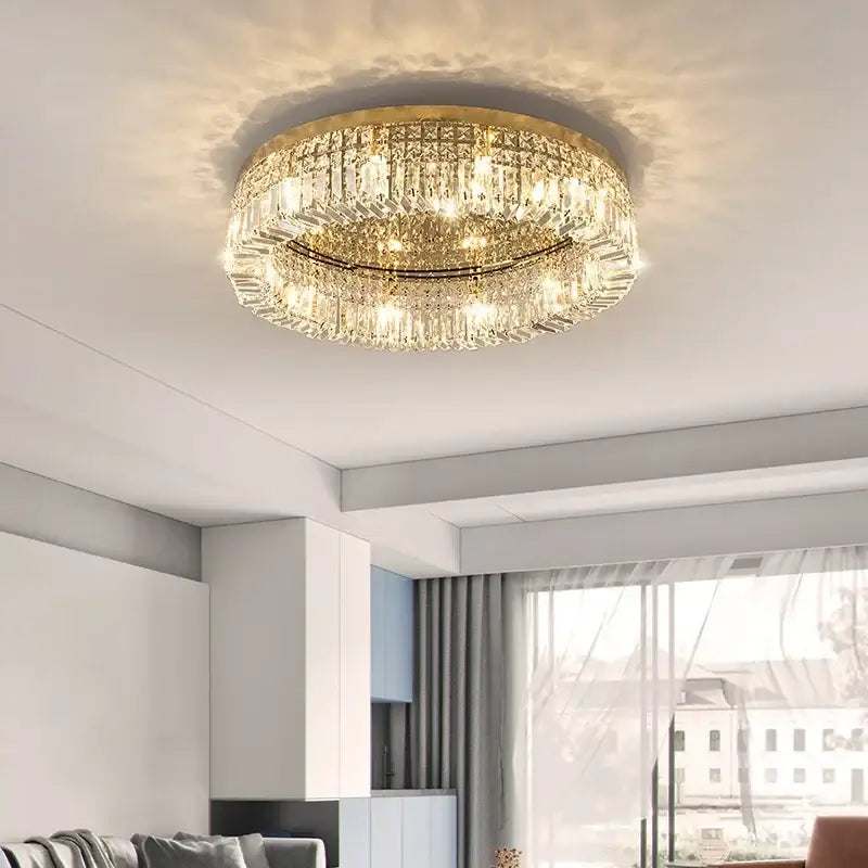 Plafonnier cristal LED rond moderne pour salon élégant

