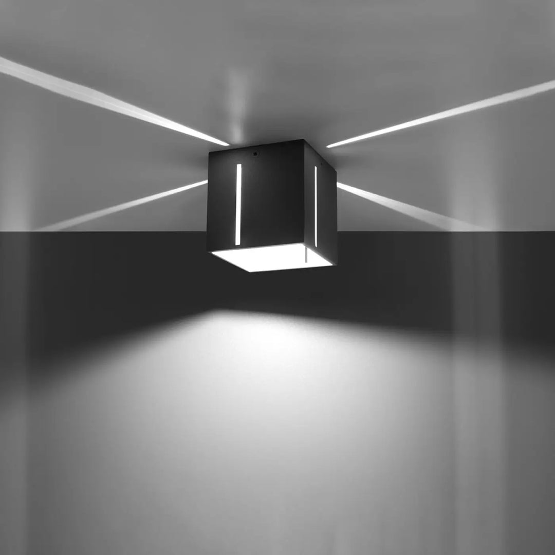 Luminaire plafonnier gris allumé