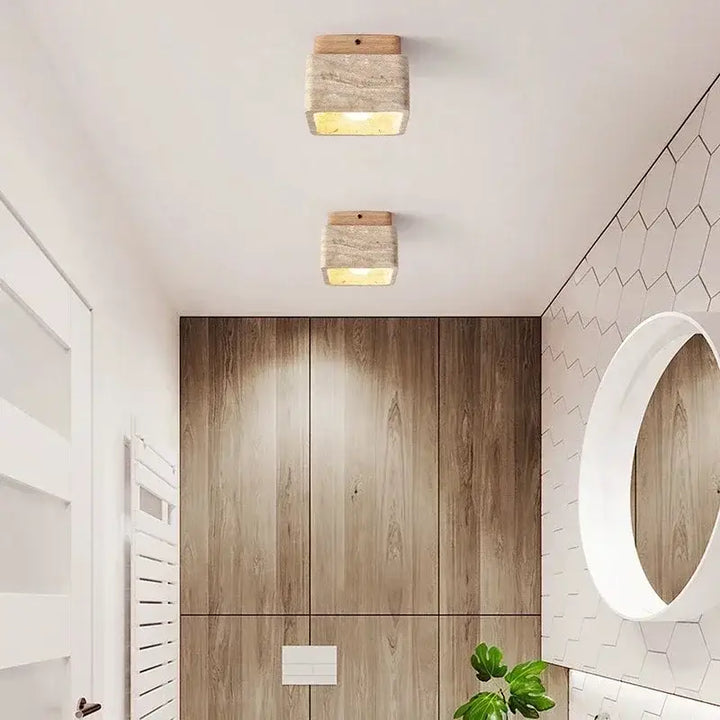 Plafonnier Cube Effet Pierre Naturelle Style Minimaliste