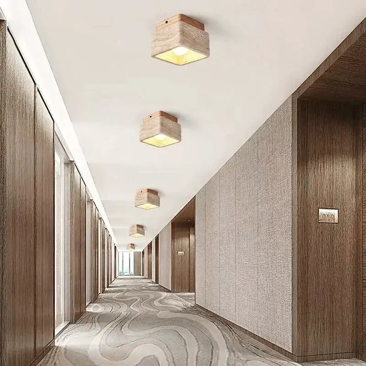 Plafonnier Cube Effet Pierre Naturelle Style Minimaliste