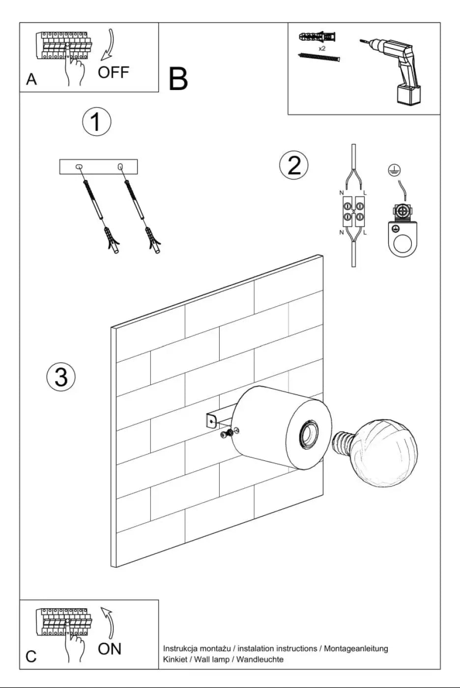 Schéma d'installation du luminaire
