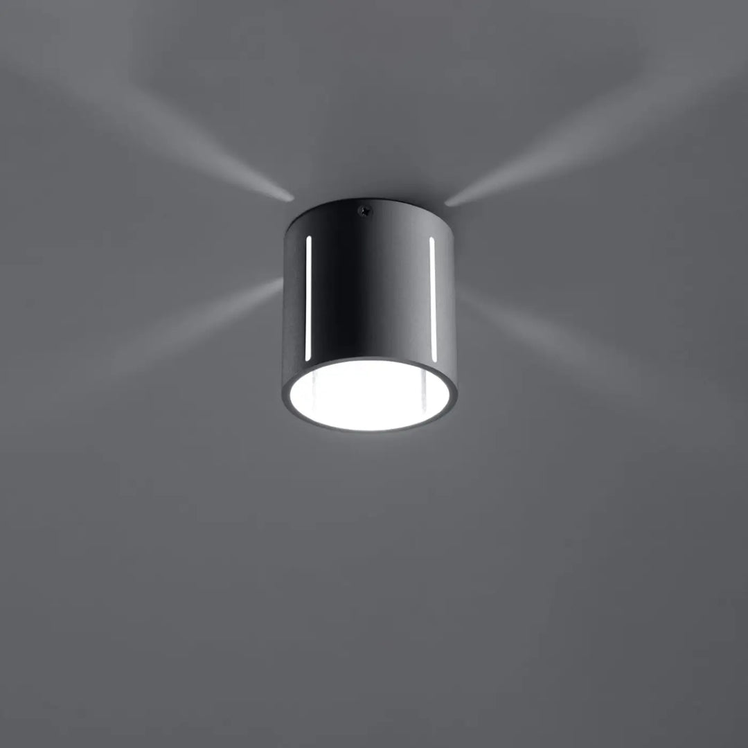 Luminaire plafonnier gris allumé