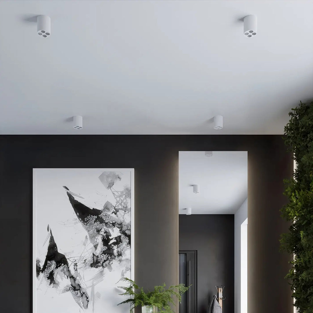 Plafonnier blanc vue rapprochée dans son décor