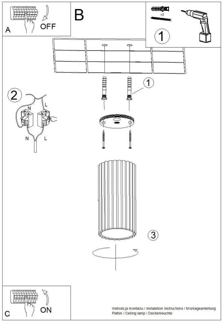 Luminaire plafonnier ivar vert olive avec abat-jour modernes rainurés cylindrique et base évasée pour large angle lumineux