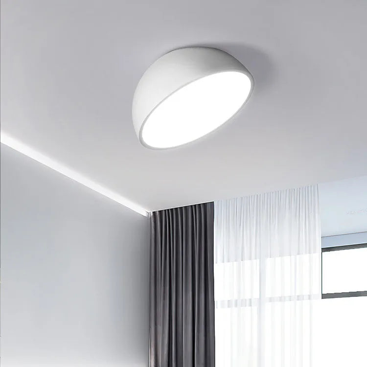 Plafonnier demi sphère blanc led design moderne blanc noir