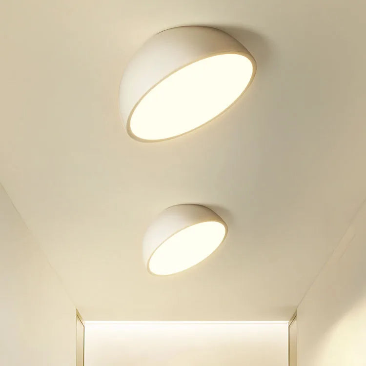 Plafonnier demi sphère blanc led design moderne blanc noir