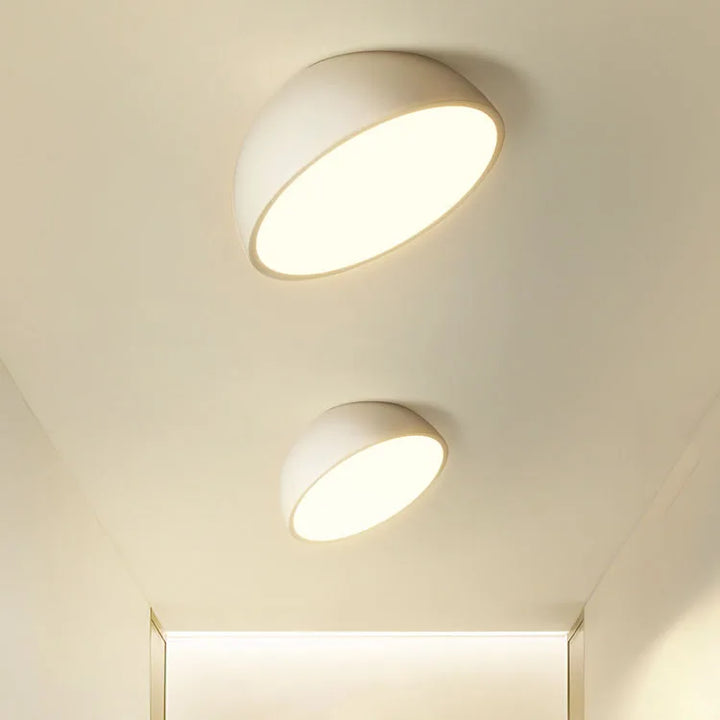 Plafonnier demi sphère blanc led design moderne blanc noir