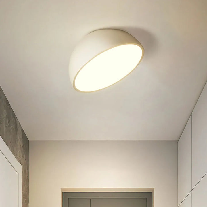 Plafonnier demi sphère blanc led design moderne blanc noir