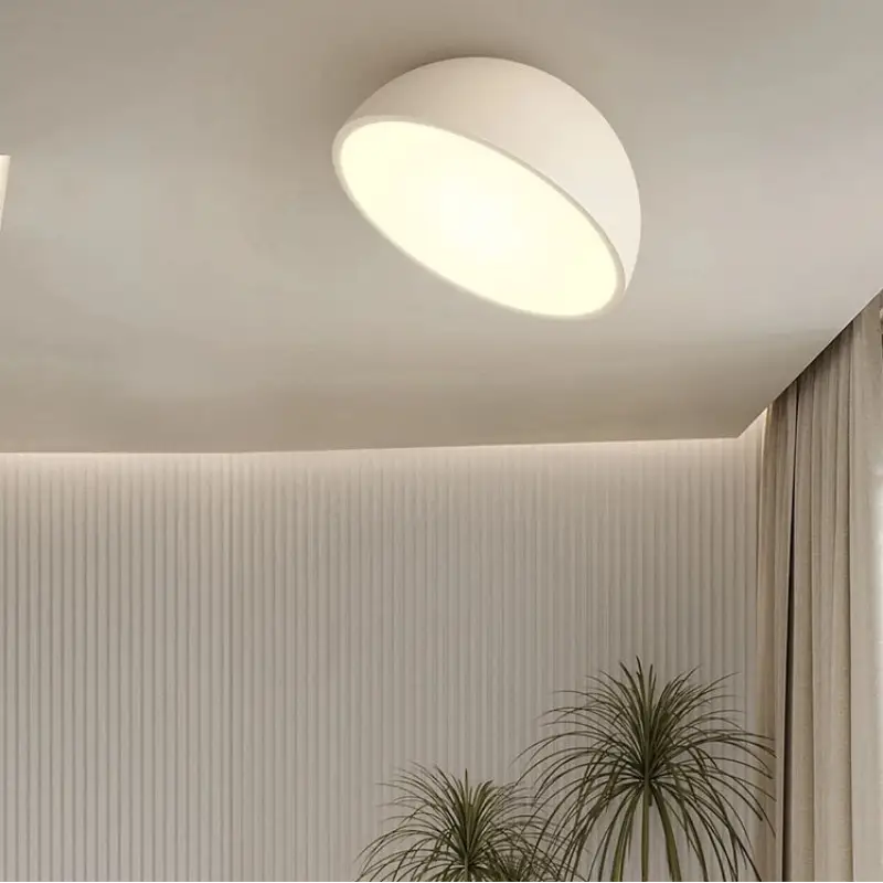 Plafonnier demi sphère bois led design moderne naturel