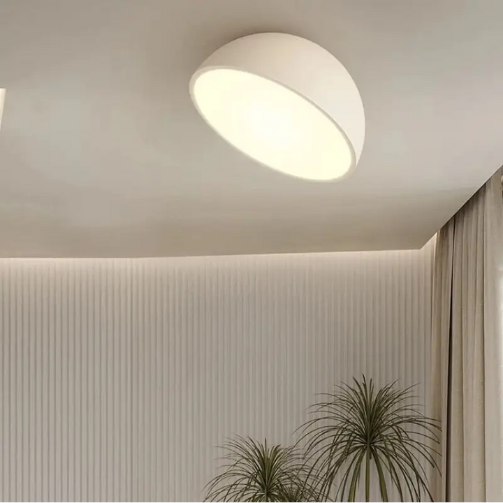 Plafonnier demi sphère bois led design moderne naturel
