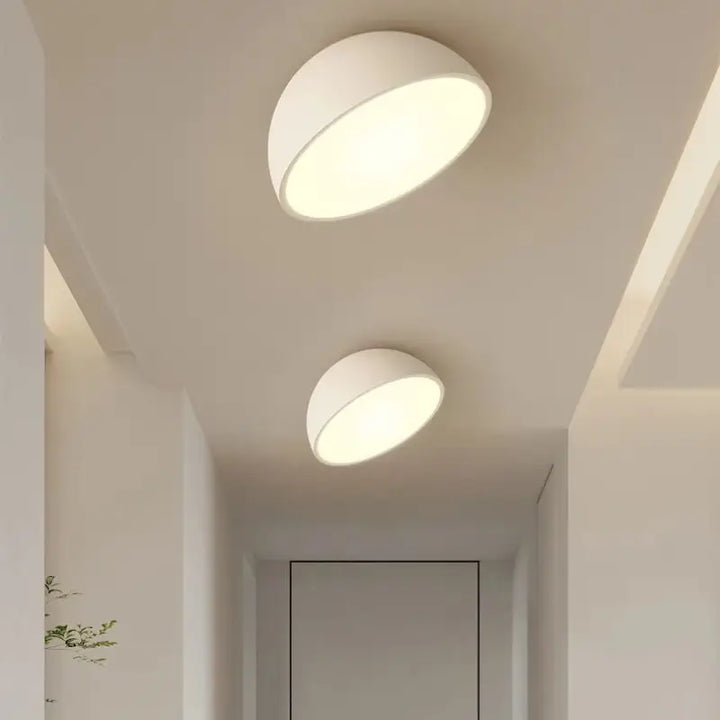 Plafonnier demi sphère bois led design moderne naturel
