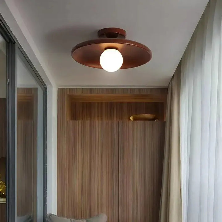 Plafonnier design bois led moderne éclairage naturel