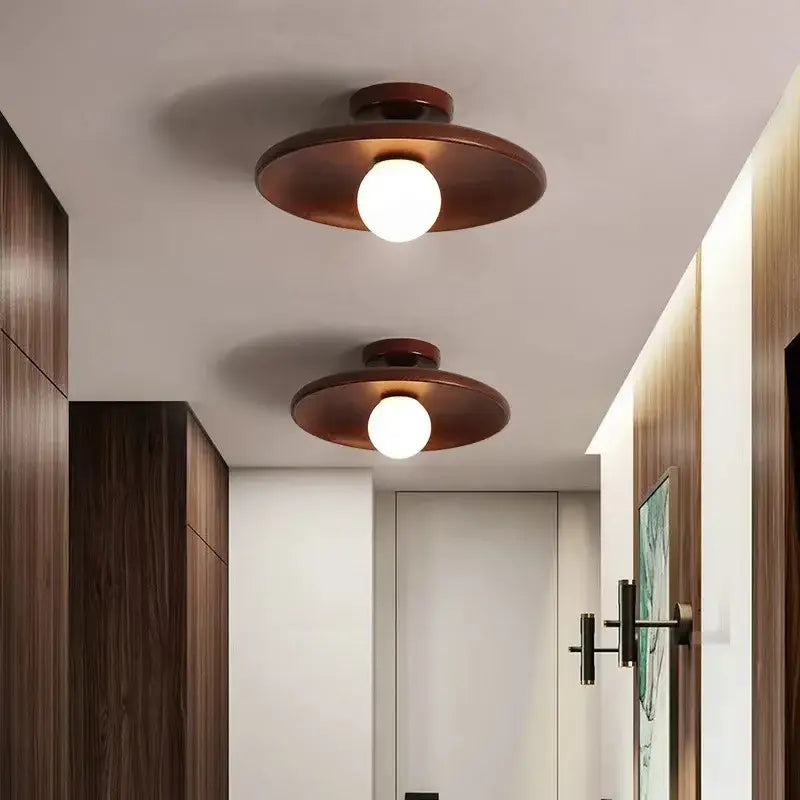 Plafonnier design bois led moderne éclairage naturel