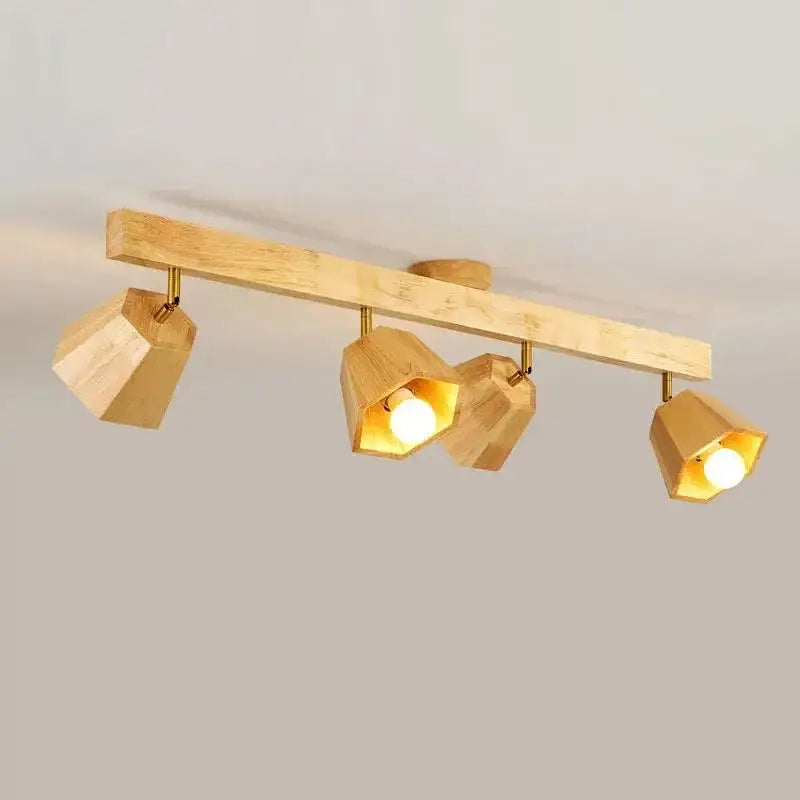 Plafonnier bois spots led orientables style moderne élégant