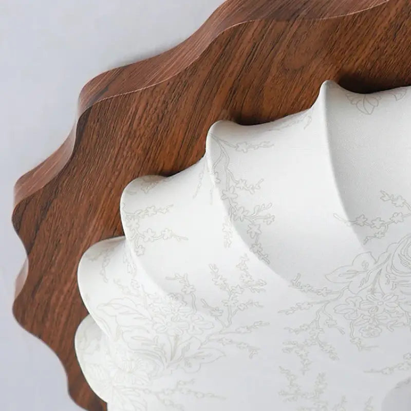 Plafonnier design en bois et tissu style lanterne vintage