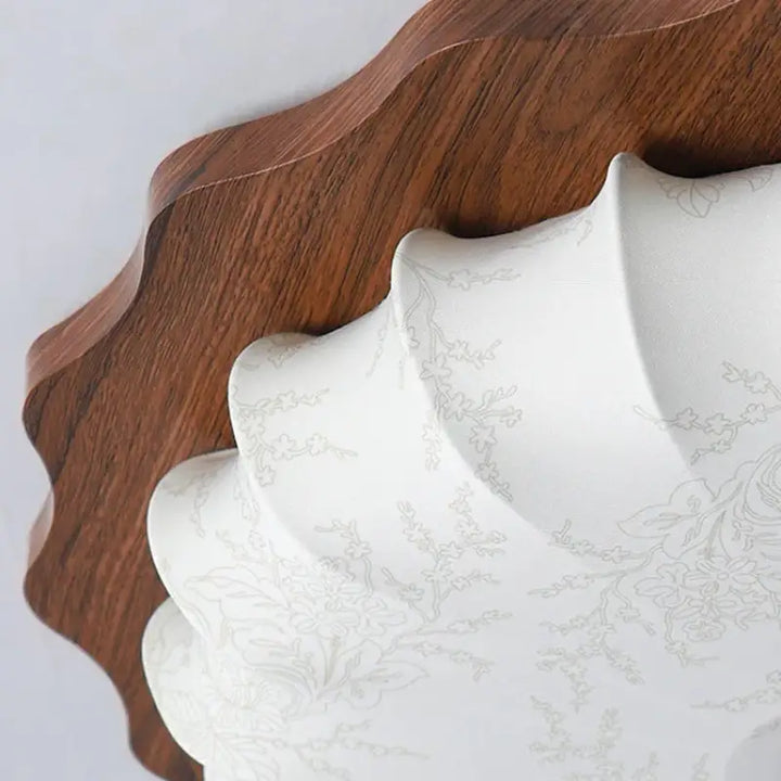 Plafonnier design en bois et tissu style lanterne vintage