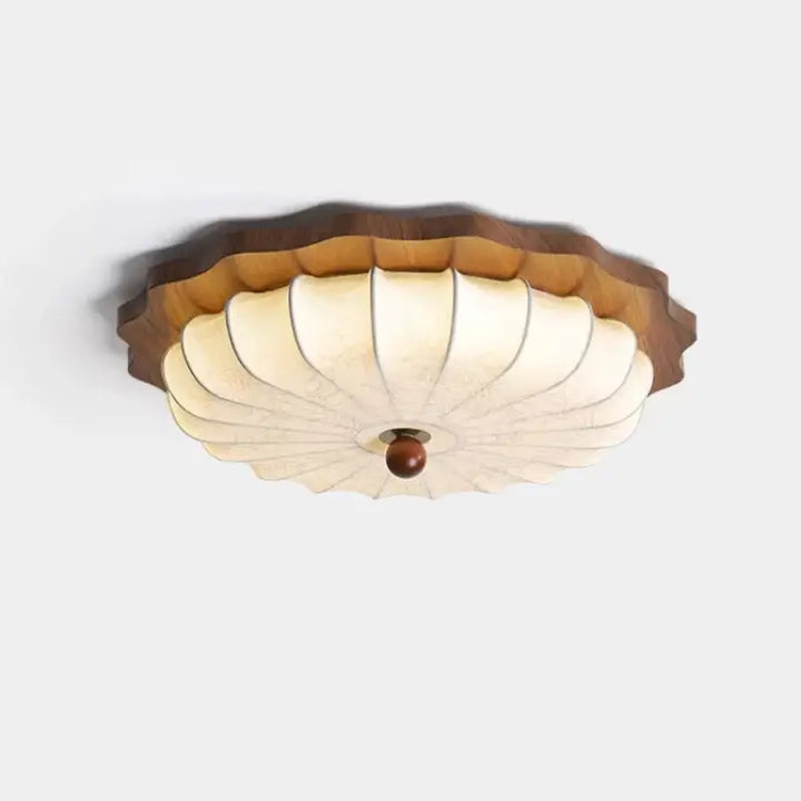 Plafonnier design en bois et tissu style lanterne vintage
