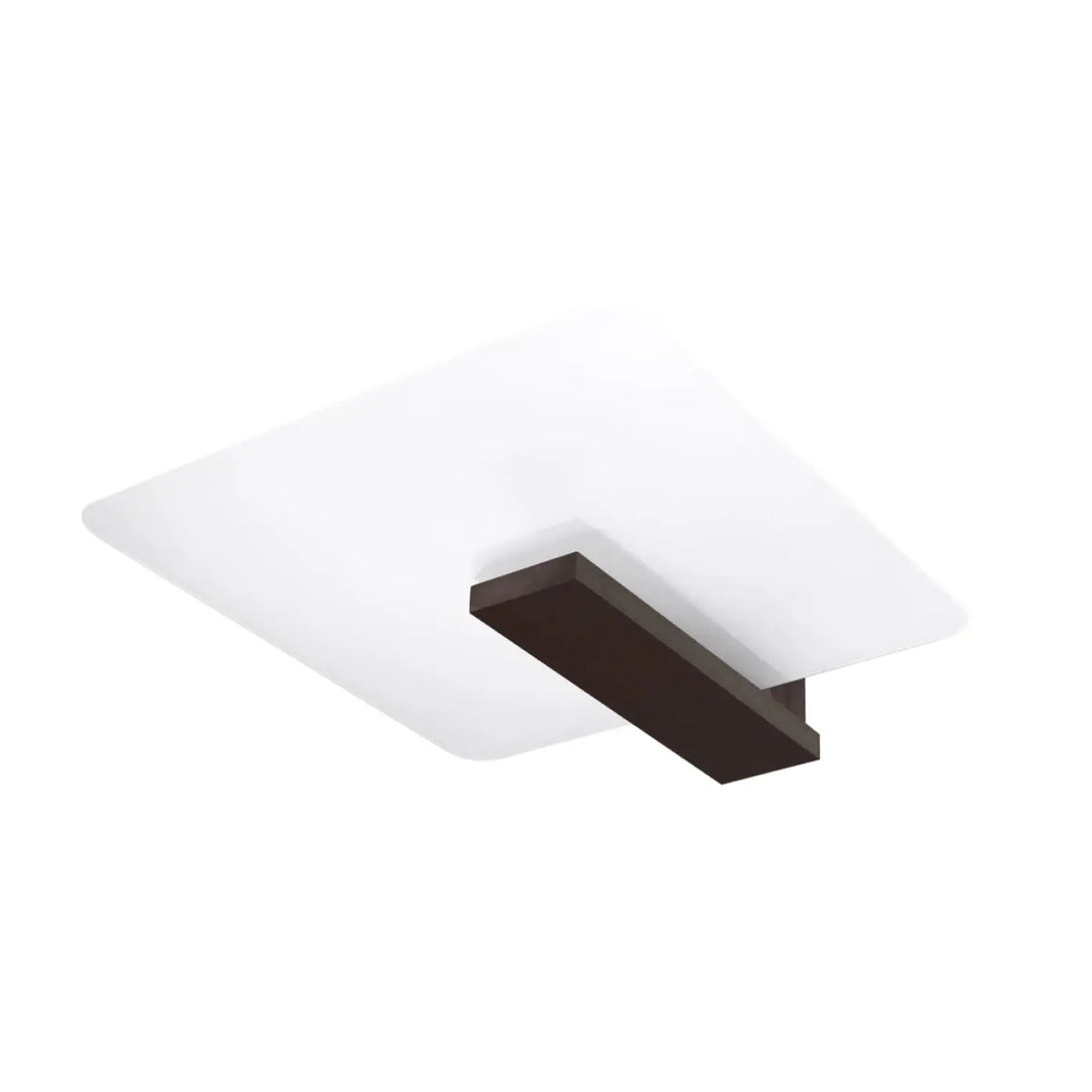Luminaire plafonnier lappo avec diffuseur rectangulaire blanc givré et base en métal bronze foncé bois lappo