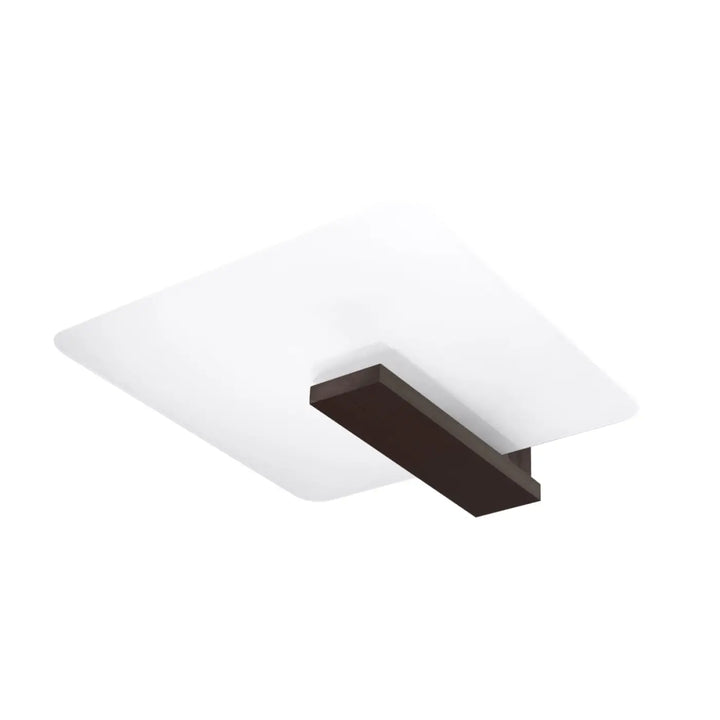 Luminaire plafonnier lappo avec diffuseur rectangulaire blanc givré et base en métal bronze foncé bois lappo