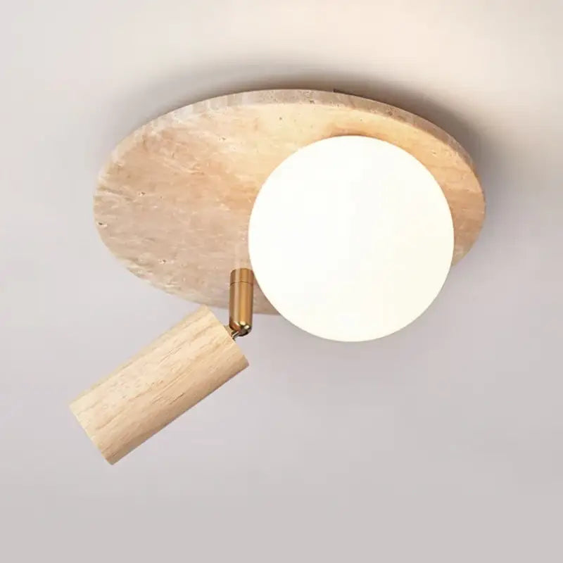 Plafonnier design élégant en pierre et bois moderne style