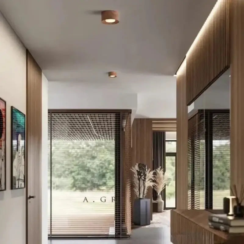 Plafonnier design led compact couleurs marron gris