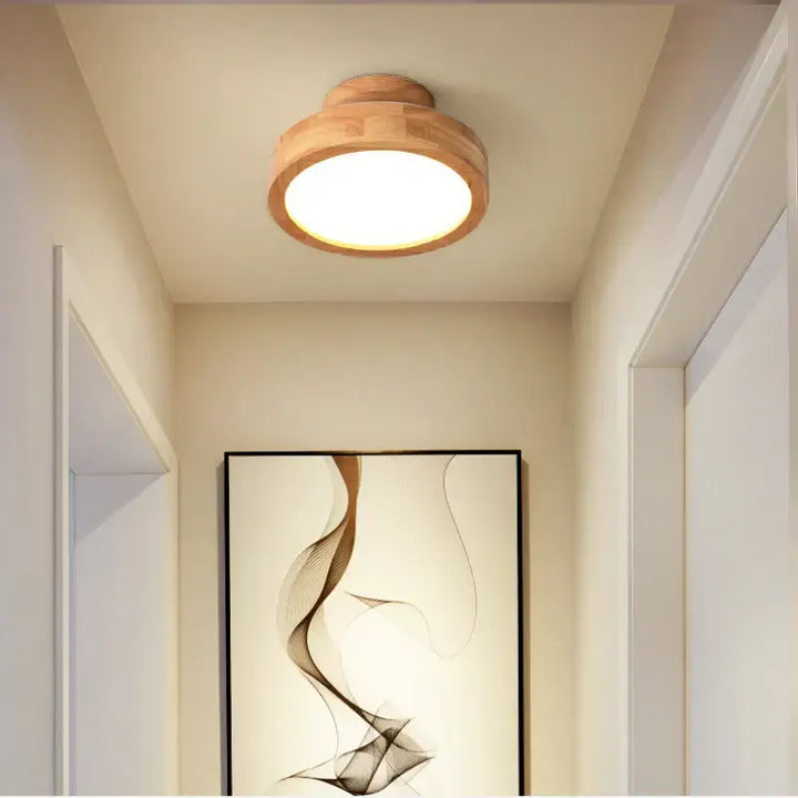 Plafonnier moderne bois led éclairage contemporain beige naturel