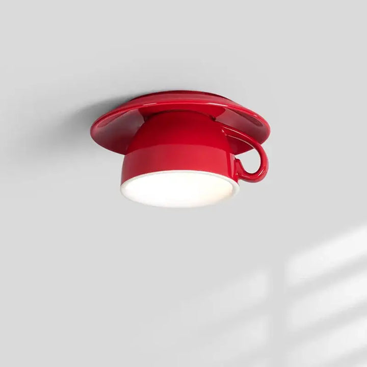 Plafonnier design moderne céramique rouge led ambiance chic